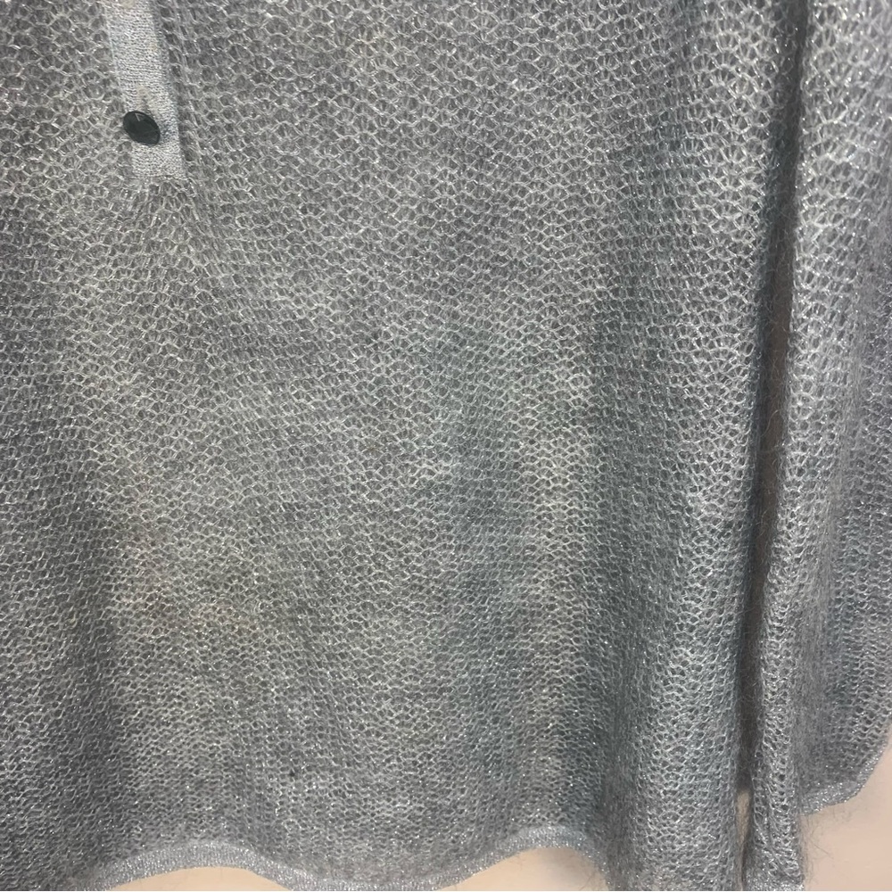 Ann Taylor Super Kid Mohair Blend Fine Open Knit Crystal Button Sweater - Picture 4 of 11